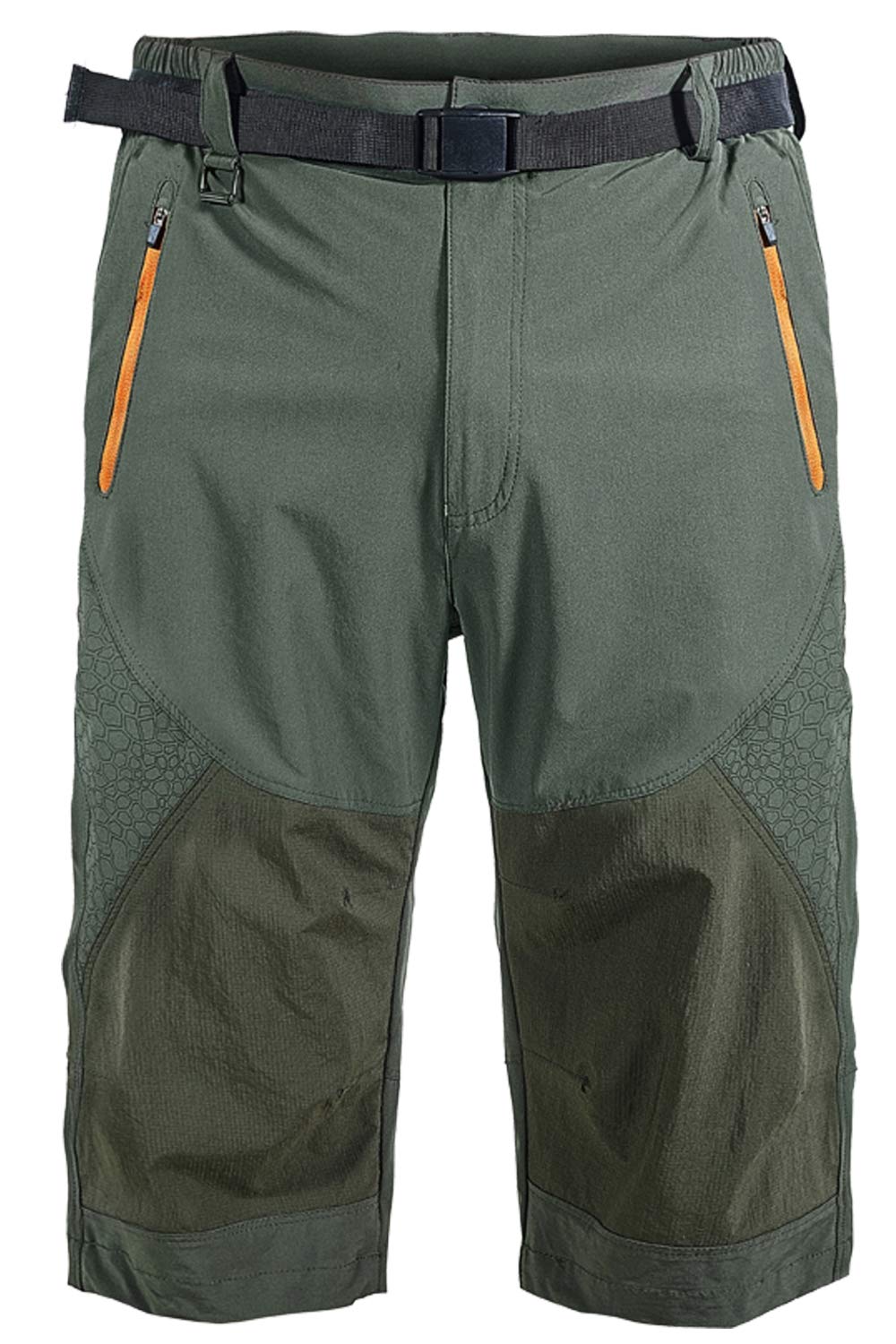 Mr.Stream 3/4-Hosen Elastischer Herren Hose Sports Wandern Kurz Shorts mit Reißverschlusstaschen 2X-Large Green