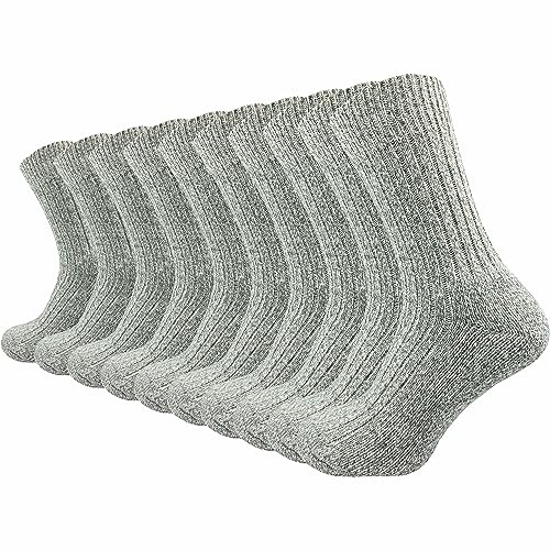 warme & gepolsterte Herren Norweger Socken aus 70% Wolle (10 Paar) | dicke Fersenpolster mit Plüschsohle | Outdoorsocken gegen kalte Füße (47-50, hellgrau)