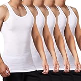 FALARY Unterhemd Herren Tank Top 5er Pack gekämmte Feinripp Baumwolle, 5x Weiß, M