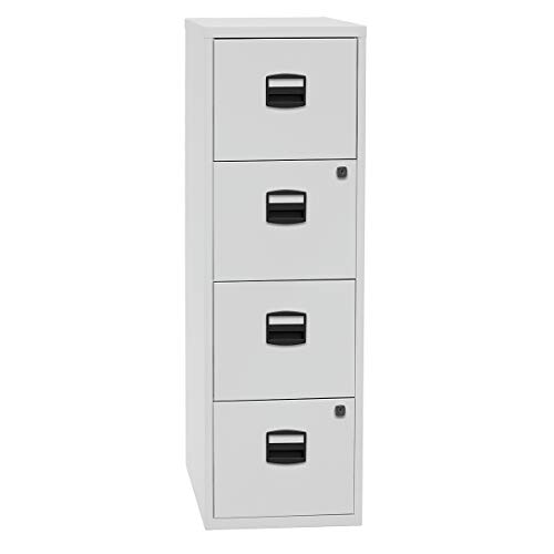 Bisley Home Hängeregistraturschrank PFA, 4 HR-Schubladen, Metall, 645 Lichtgrau, 40 x 41.3 x 132.1 cm