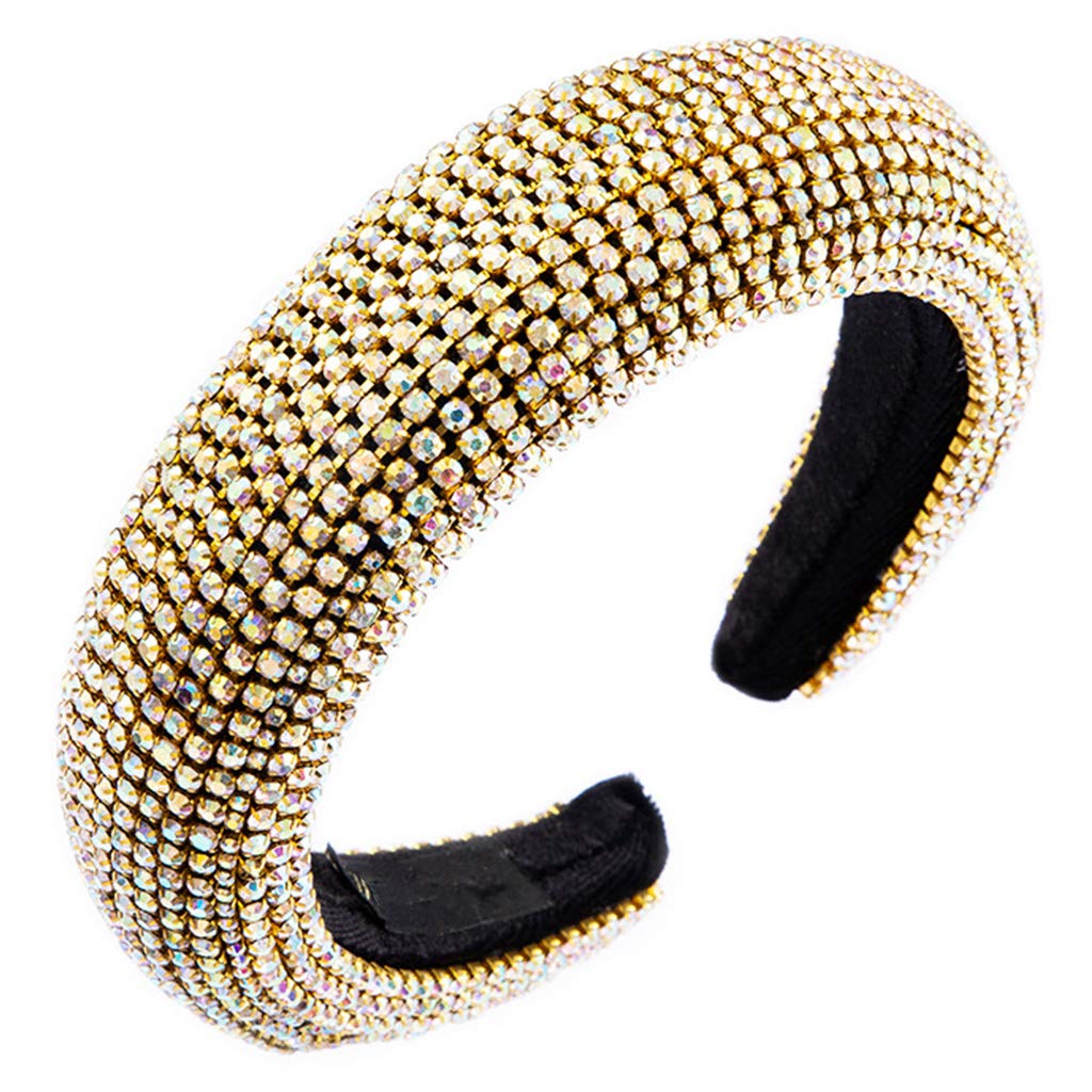 Damen-Haarreif mit Schaumstoff, gepolstert, Glitzer, bunt, für Strass, Schmuck, Bandana, goldene Metallkette, luxuriöses Stirnband, zum Waschen von Gesicht, Tier