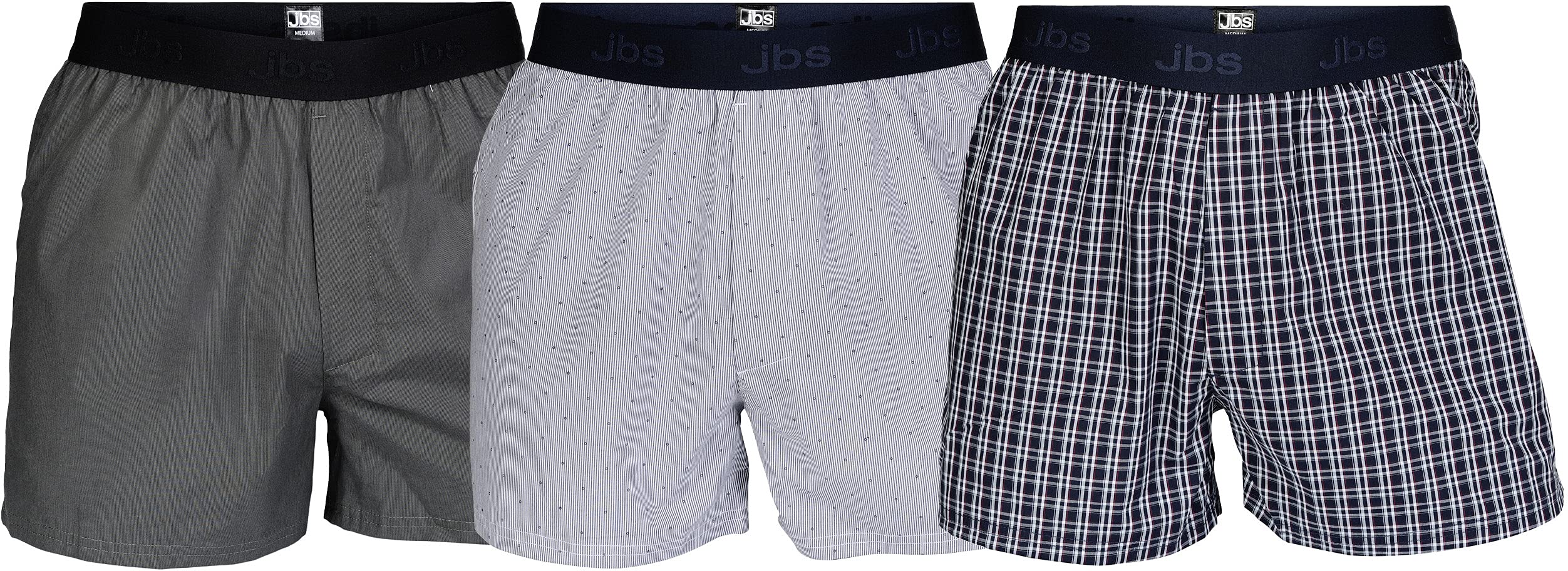 jbs Boxershorts für Herren, Unterhosen für Männer im Set aus ökologischer Baumwolle, lockere Shorts für Herren im 3er-Pack, Mehrfarbig, M