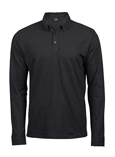 TJ1412 Fashion Herren Luxury Stretch Polo Poloshirt Langarm, Größe:XL, Farbe:Black