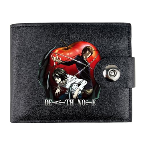 RYNDEX Death No. te Anime Geldbörse, Cartoon-Druck Kleiner Geldbeutel, PU Leder Geldbörse Brieftasche Wallet(Color:Black 13)