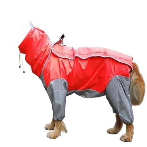 LOUPKC Regenmantel for große Hunde, Kleidung for Welpen, mittelgroße Hunde, wasserdicht, mit vier Ecken, Kapuzenjacke, Poncho, Haustier-Regenmantel(4,24)