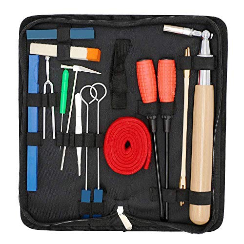 Nemeaii Piano Tuning Kit 16 StüCke Professionelle Piano Tuner Werkzeuge Set SchraubenschlüSsel Hammer Stumm Schraubendreher GüRtel Pinzette Clip