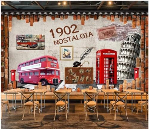 Vintage Nostalgie Architektur Telefonkabinen 3D Tapete Poster Restaurant Schlafzimmer Wohnzimmer Sofa TV Dekorative Wand-350cm×256cm