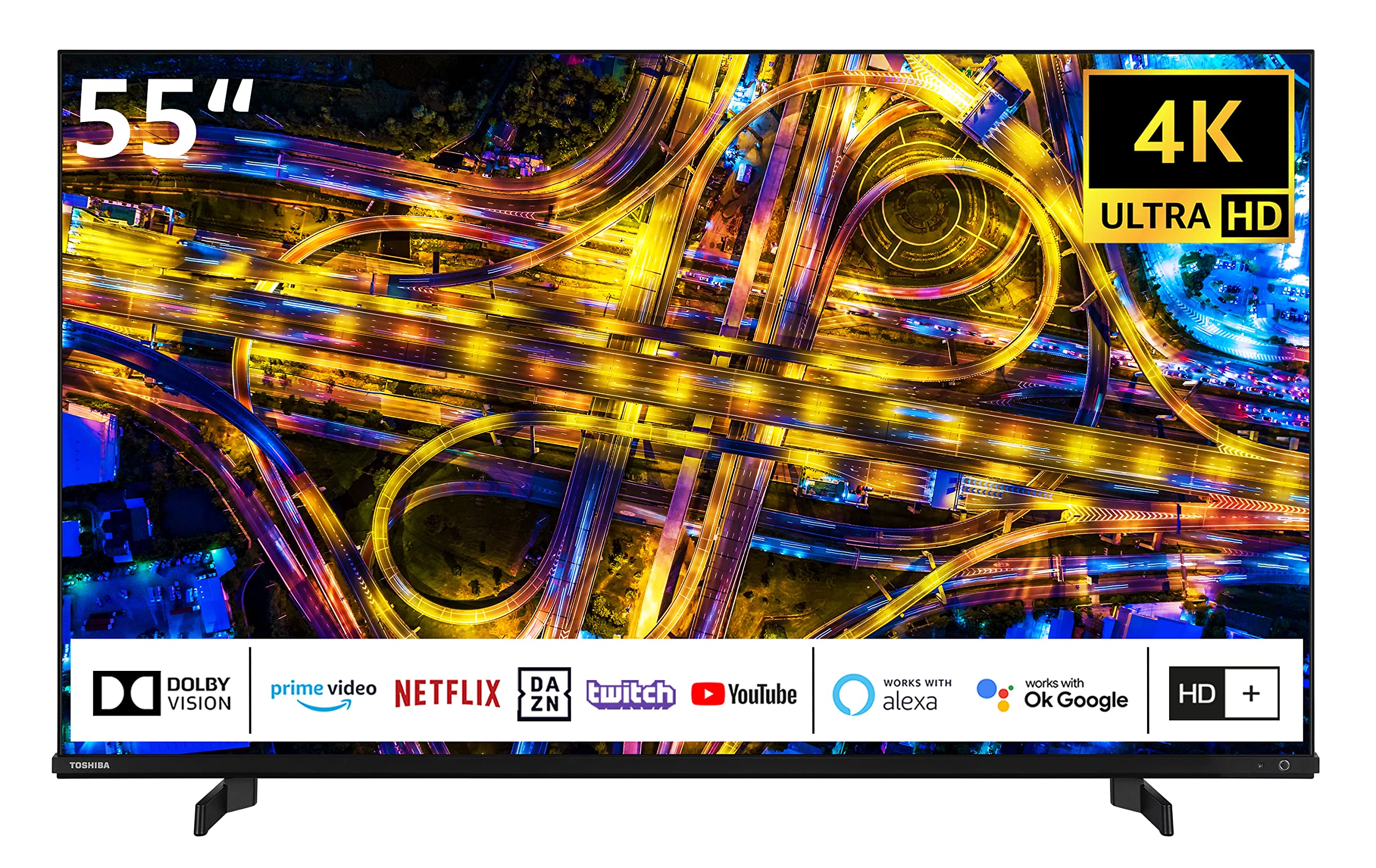 Toshiba 55UL4D63DGY 55 Zoll Fernseher / Smart TV (4K Ultra HD, HDR Dolby Vision, Sound by Onkyo, Triple-Tuner) - 6 Monate HD+ inkl. [2023]