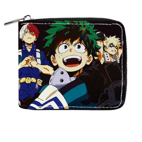 RYNDEX My He-ro Academ-ia Anime Wallets, Geldbörse Leder mit Reißverschluss, Mädchen Geldtasche mit Münzfach und Geldscheinfach(Color:Multicolor 10)