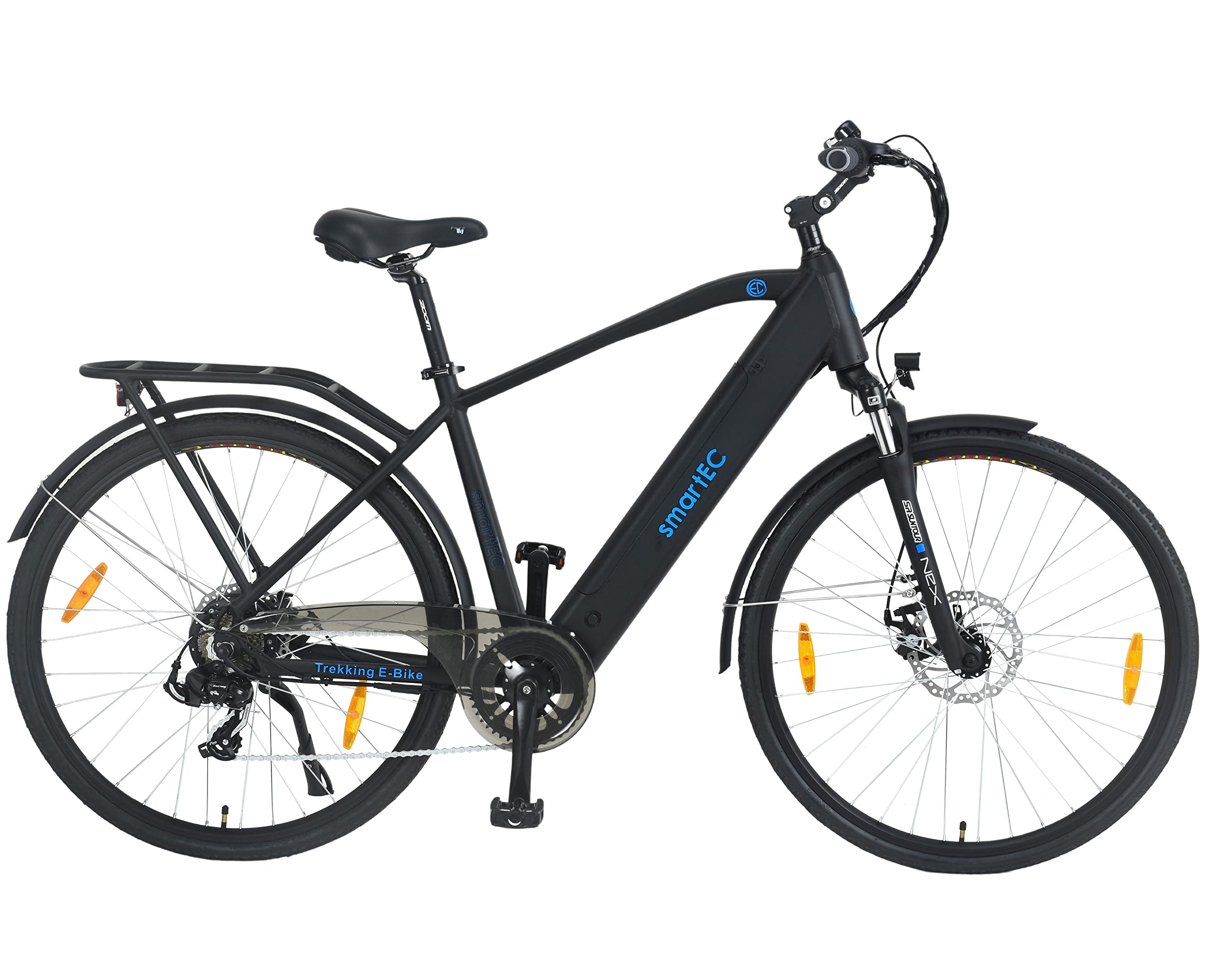 smartEC Trek-28H E-Bike Trekking Herren 250W Hinterradmotor Li-Ion Akku 36V/13Ah Elektrofahrrad 28 Zoll Reichweite 90km bis 25 km/h Trekking City (Schwarz)