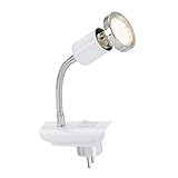 Briloner Leuchten LED Steckerleuchte CLIP mit Flexarm, inkl. AN/AUS-Schalter, 250 Lumen, 3.000 Kelvin, Weiß, Sonstige Metalle, 3 W, 170x65x120mm (LxBxA)