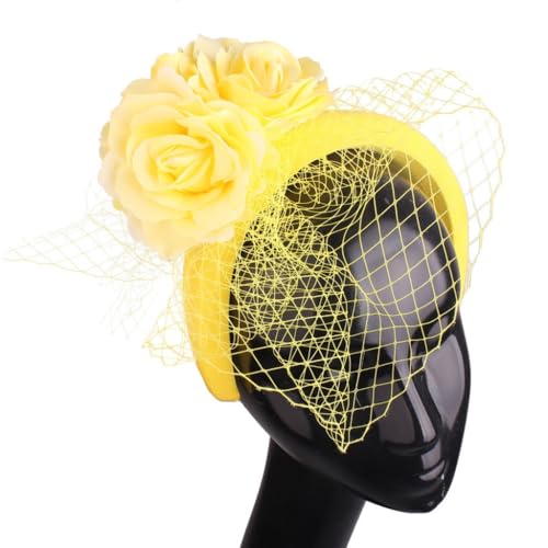 Bottone Vintage Fascinator Stirnband Exquisite Rose für Party Hochzeit Kostüm Pillbox Hut Dame Kopfbedeckung für Beerdigung/Hochzeit