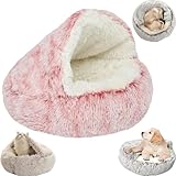 Feaolala Beruhigendes Katzenbett, flauschiges Plüsch, Kätzchenbett, waschbar, Anti-Angst, Welpenbett, Haustierbett für Innenräume, Katzen, kleine Hunde, weich, warm, Donut-Katzenschlafsack,