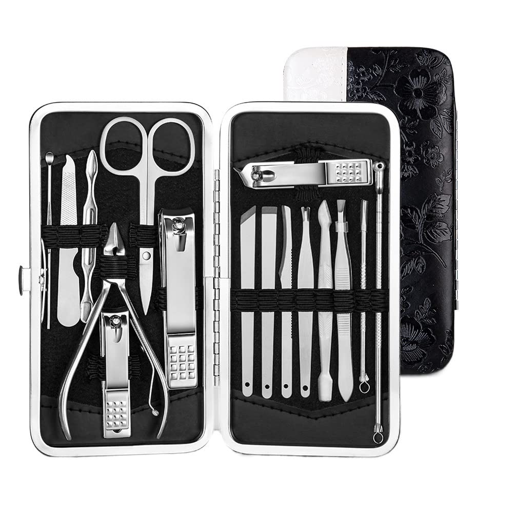 OPKDE Professionelles Nagelschneider/Pediküre-Scheren-Set, Edelstahl, Adlerhaken, tragbar, Maniküre, Nagelknipser, Werkzeug-Set, 4–23 Stück (Lvory)