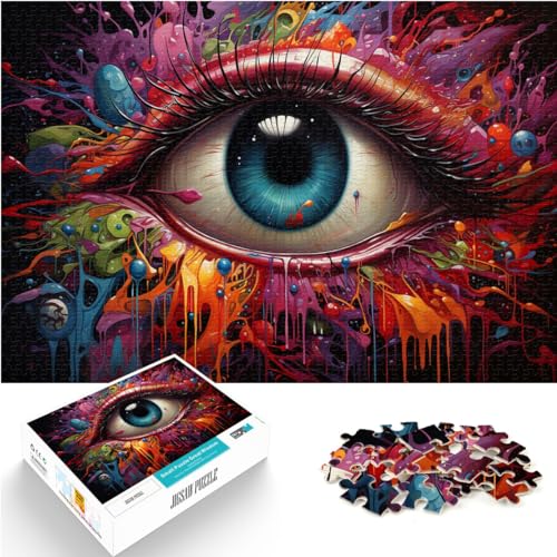 Puzzle-Geschenk, bunte psychedelische Augen, 1000-teiliges Puzzle für Erwachsene, Holzpuzzle zum Stressabbau, schwierige Herausforderung, 1000 Teile (50 x 75 cm)