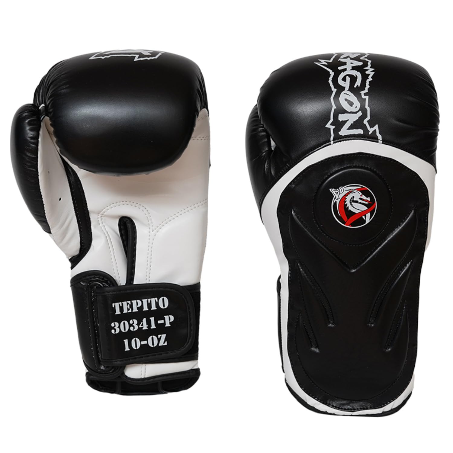 DRAGON DO Tepito Boxhandschuhe männer Herren Boxhandschuhe Kickboxen Muay Thai Boxing Gloves Kampfsport Handschuhe Combat Gloves Boxing Training Schwarz Adult10 12 14 Oz (Schwarz-Weiß, 12 Oz)