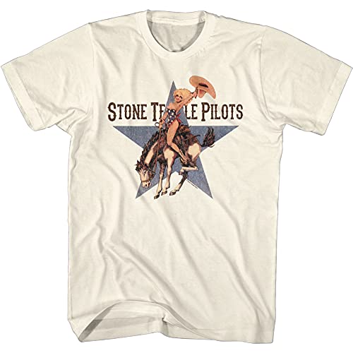 T-Shirt für Erwachsene, kurzärmelig, Motiv: Stone Temple Piloten, Rock Band Riding Branco, beige, Groß