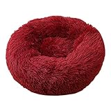 CHNNO1 40/60/80/100 cm rundes Kissen für Welpen, superweiches Plüschkissen, tragbares Tierschlafzubehör, Katze, Winter, Warmbett, 60 cm, Rot