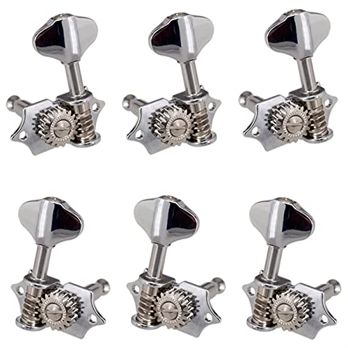 Gitarren Stimmwirbel 3L3R 6. PCs 1:18 Gitarren-String-Tuning-Tuner-Tuner-Maschinenköpfe Knöpfe Tuning-Tasten Für Akustik Oder E-Gitarre (Color : Silver)