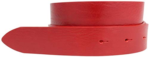 BELTINGER Wechselgürtel aus Vollrindleder ohne Schnalle 3 cm | Druckknopf-Gürtel für Damen Herren 30mm | Leder-Gürtel | Rot 85cm