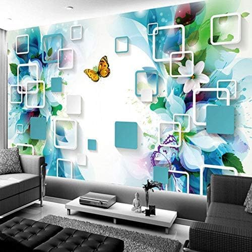 Kreative Blaue Blume Schmetterling 3D Tapeten Wanddekoration Fototapete Sofas Wohnzimmer Wandbild Schlafzimmer-400cm×280cm