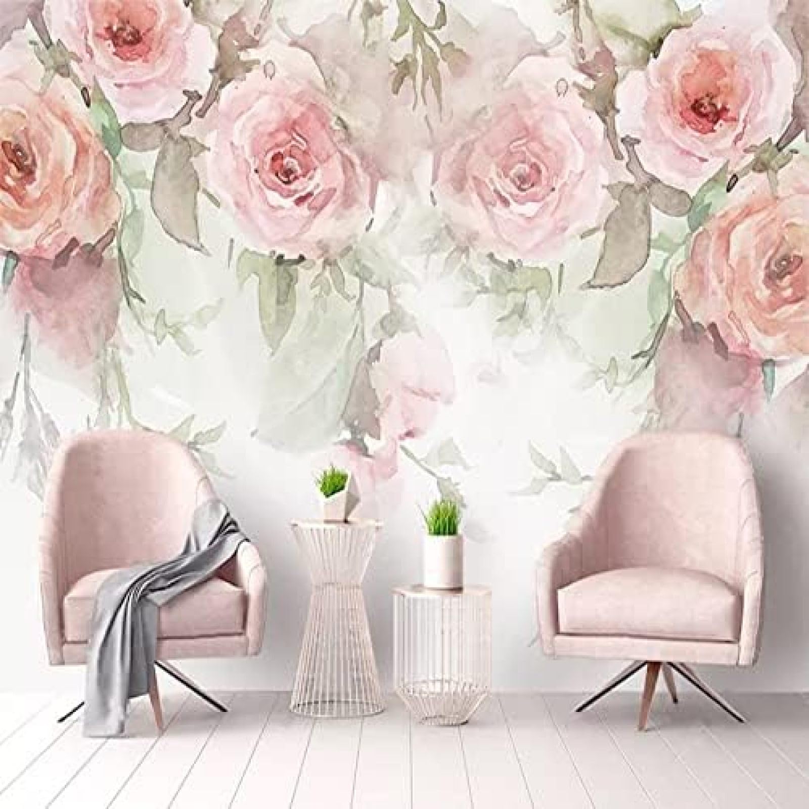 XLMING Rosenblüte Handgemaltes Aquarell 3D Tapete Wohnzimmer Sofa Schlafzimmer Esszimmer Home Dekoration Wand-250cm×170cm