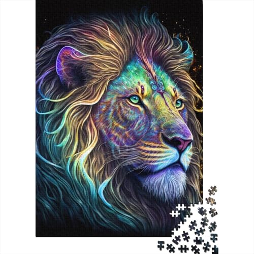 Lion Neon Puzzle 1000 Teile Puzzle für Erwachsene und Jugendliche Holzpuzzle für Erwachsene und Jugendliche von Puzzle Hands-on Game 75x50cm