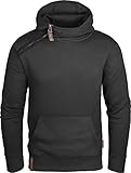 Grin&Bear Herren Kapuzenpullover mit schräg Zip schwarz, M, GEC435