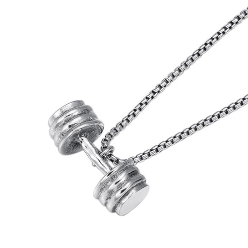 VOYADE S925 Sterling Silber Hantel-Anhänger, Männer Und Frauen Paare Modelle Mode Persönlichkeit Anhänger Halskette,Silber,Pendant + Chain 70cm