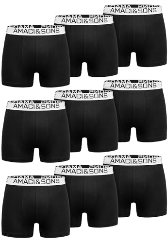 Amaci&Sons Herren Boxershorts Baumwolle 9er Spar-Pack Männer Unterhose Unterwäsche 9x9005 Schwarz/Weiß 3XL