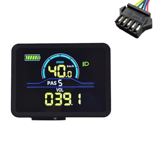 Qhpnunhq P5C LCD-Anzeige für Elektrofahrräder, 24 V-60 V, Intelligentes E-Bike-Display, IP67, UART, LCD-Anzeige, SM 5PIN