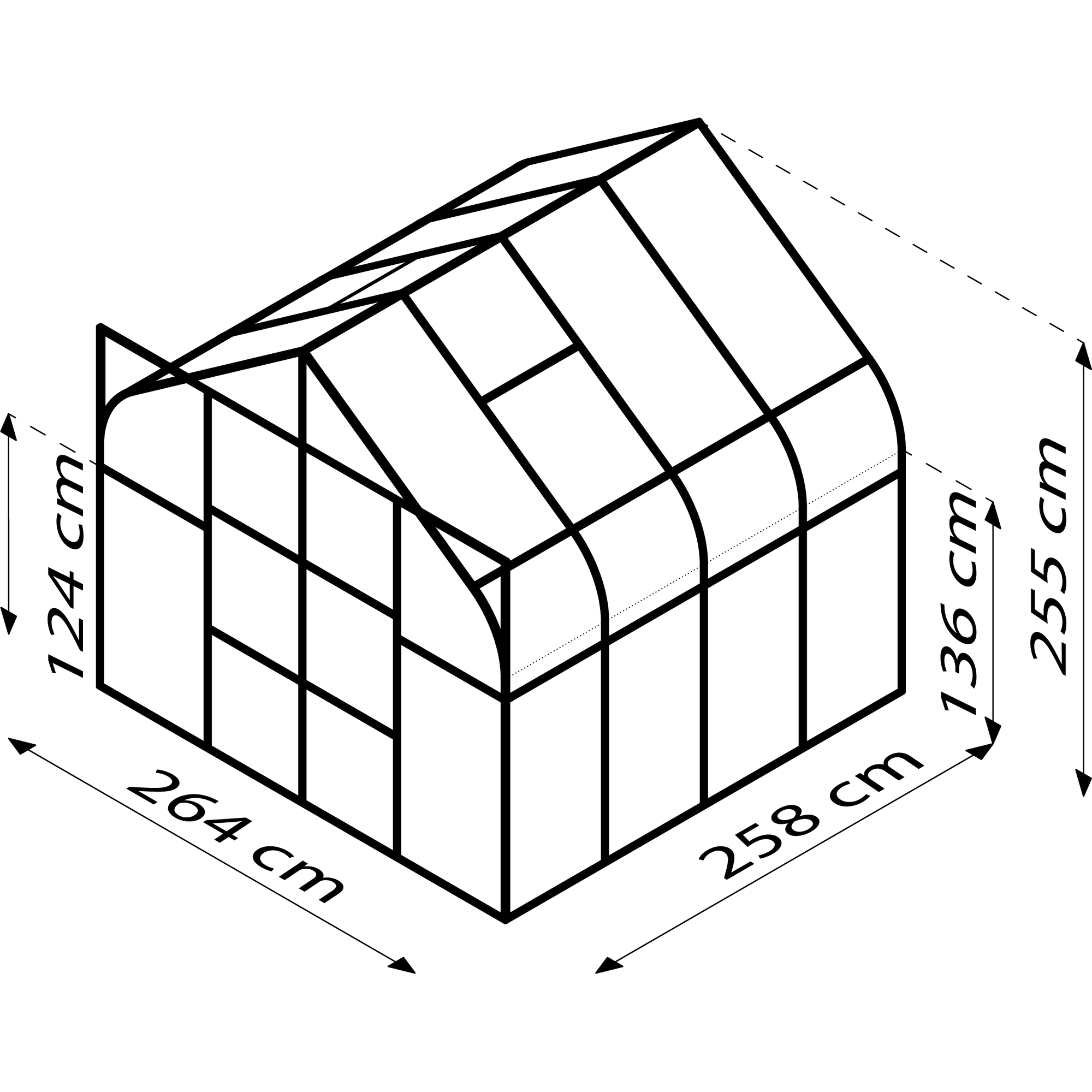 Vitavia Gewächshaus 'Diana 6700' 6,7 m² 254 x 254 cm 4 mm Hohlkammerplatten aluminiumfarben 2