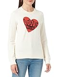 Love Moschino Damen Slim Fit L With Brand Heart Print. Sweatshirt, Cream, 46 EU