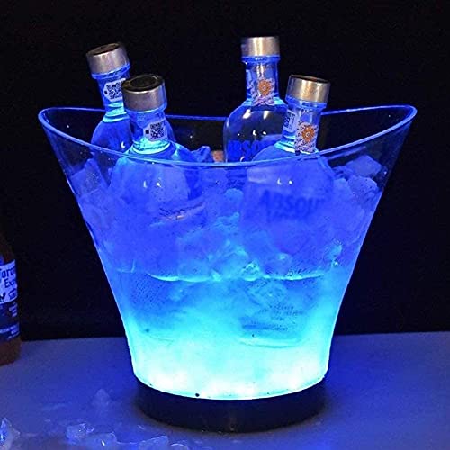 VSULZVNU LED-Eiskübel, große Kapazität, Wein-Eiskübel, Getränkebehälter mit LED, automatischer Farbwechsel, wasserdicht, Champagner, Wein, Getränke, LED-Eiskübel für Getränke, Party, Zuhause, Bar