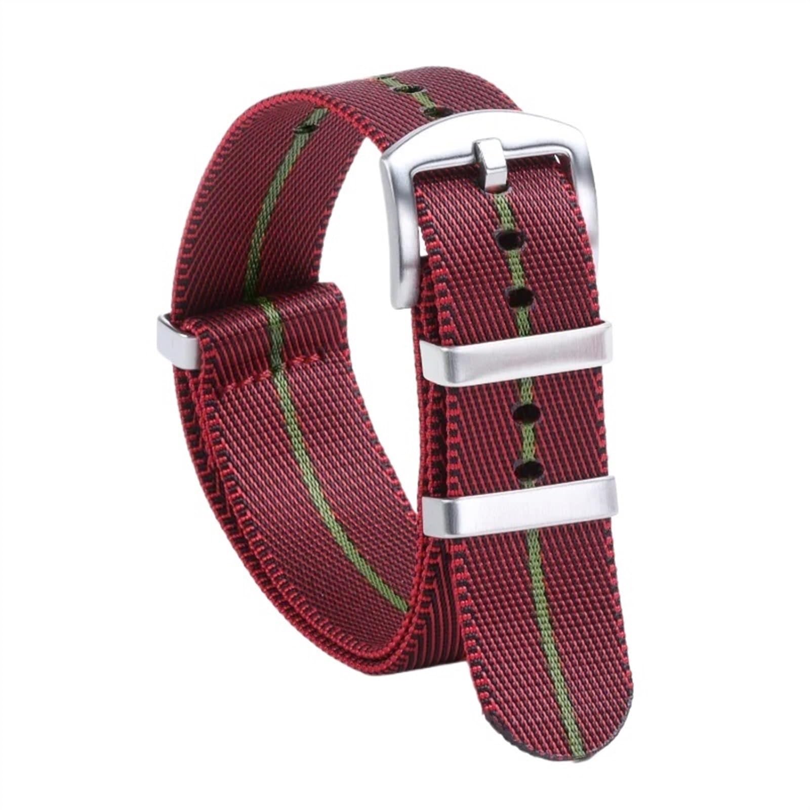 THBGTCNQ 18 mm, 20 mm, 22 mm, Nylon-Uhrenarmband for traditionelle Uhren, sportliches wasserdichtes Armband, Schnellwechsel-Uhrenzubehör(Red Green,22mm)