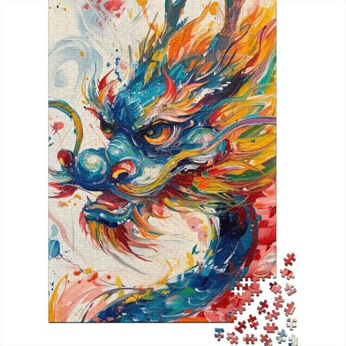 Asiatischer chinesischer Drache, Holzpuzzle für Erwachsene und Jugendliche von Art Jigsaw Puzzles für Erwachsene, 1000 Teile, Stressabbau, schwierige Herausforderung 29,53x19,69 Zoll