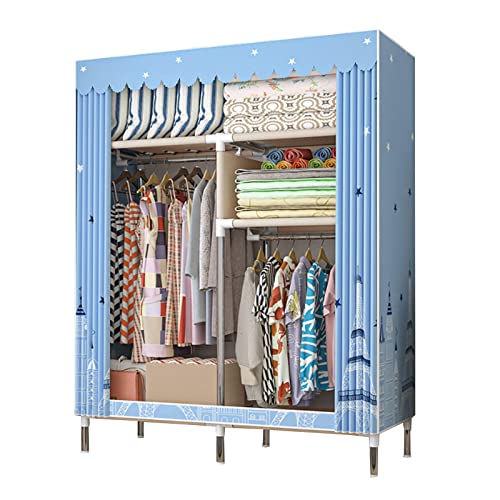 ZHANGshouf Kleiderschrank Tragbarer Canvas-Kleiderschrank, Aufbewahrungs-Organizer aus Stoff mit Kleiderstangen, stabile Kleiderregale für das Schlafzimmer,B-86X45X172cm