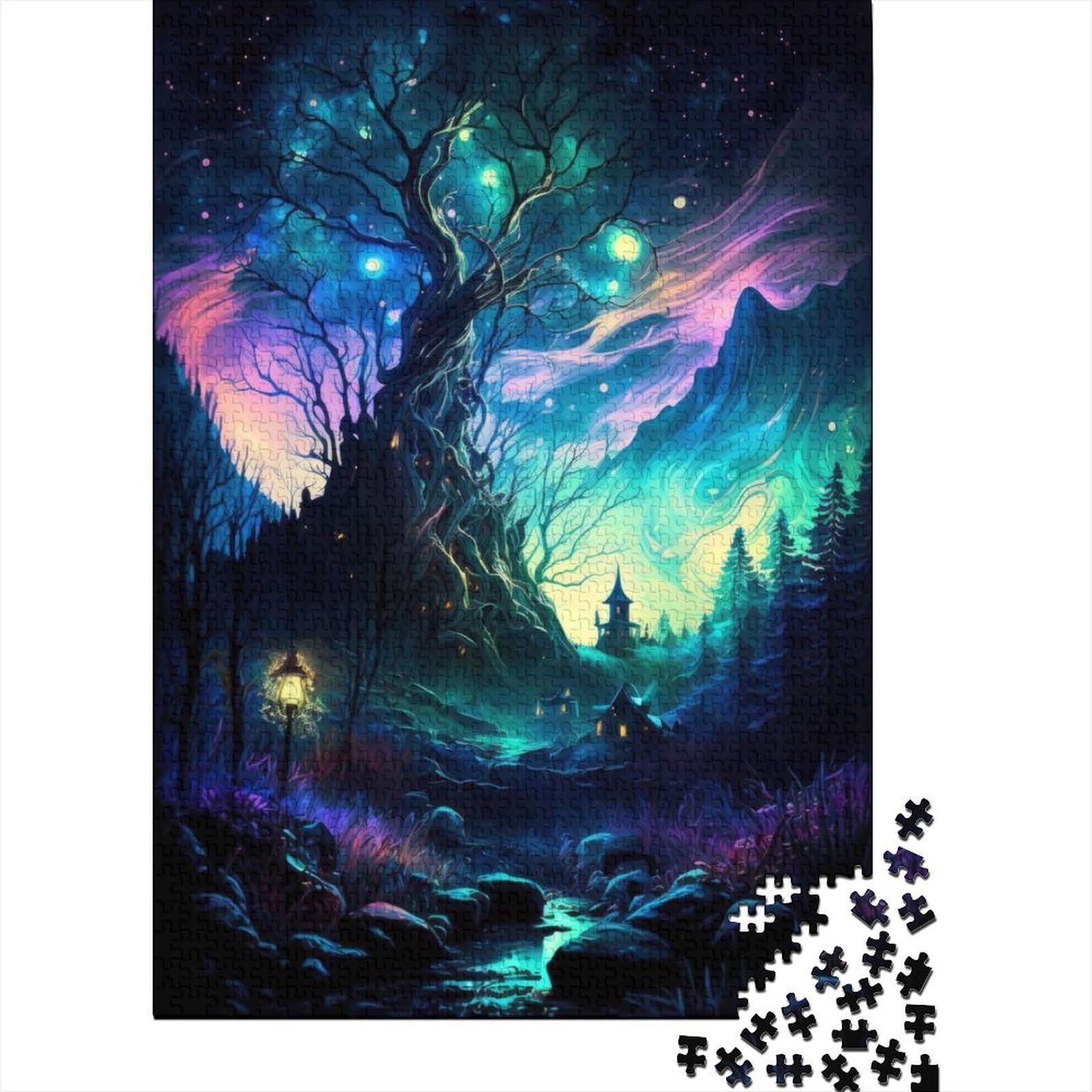 Puzzle für Erwachsene 1000 Teile Magische Landschaft Holzpuzzle für Erwachsene und Teenager Puzzles für Erwachsene Lernspiel Herausforderungsspielzeug 75x50cm