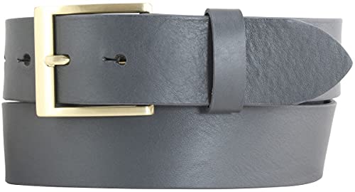 BELTINGER Gürtel mit goldener Gürtelschnalle aus Vollrindleder | Hochwertiger Jeans-Gürtel 40mm | Herren-Gürtel made in Italy | Dunkelgrau 115cm