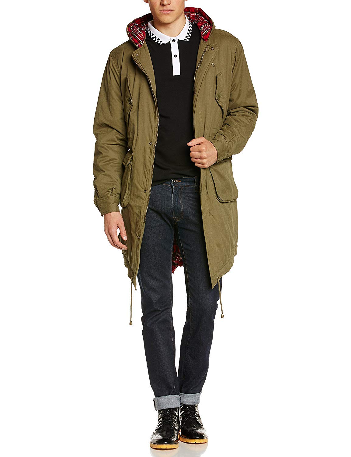 Merc of London Herren Tobias Parka Mantel, Grün (Combat Green), Small (Herstellergröße: S)