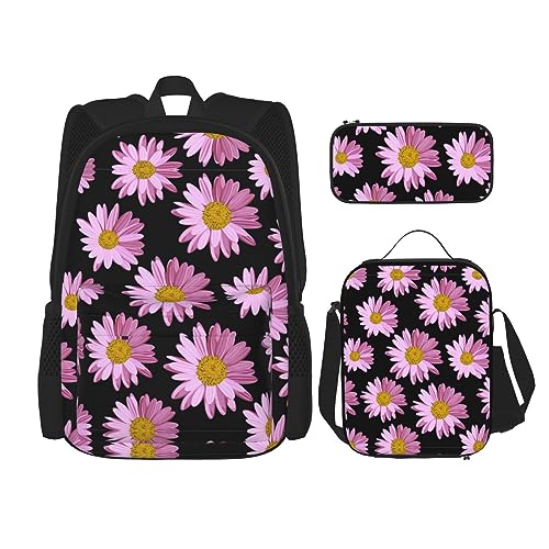 WURTON Lunchbox/Federmäppchen, Rucksack-Set, 3-teilig, verstellbare Riemen, langlebig, leicht, schwarz, Einheitsgröße, Schwarz , Einheitsgröße