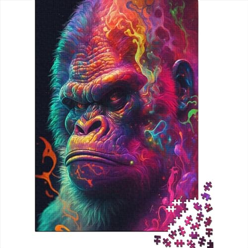 Künstlerisches Gorilla-Puzzle, Puzzle für Erwachsene und Teenager, Kunst-Puzzle für Erwachsene, 1000 Teile, Präzisionsschnitt, 1000-teiliges Puzzle, 75 x 50 cm