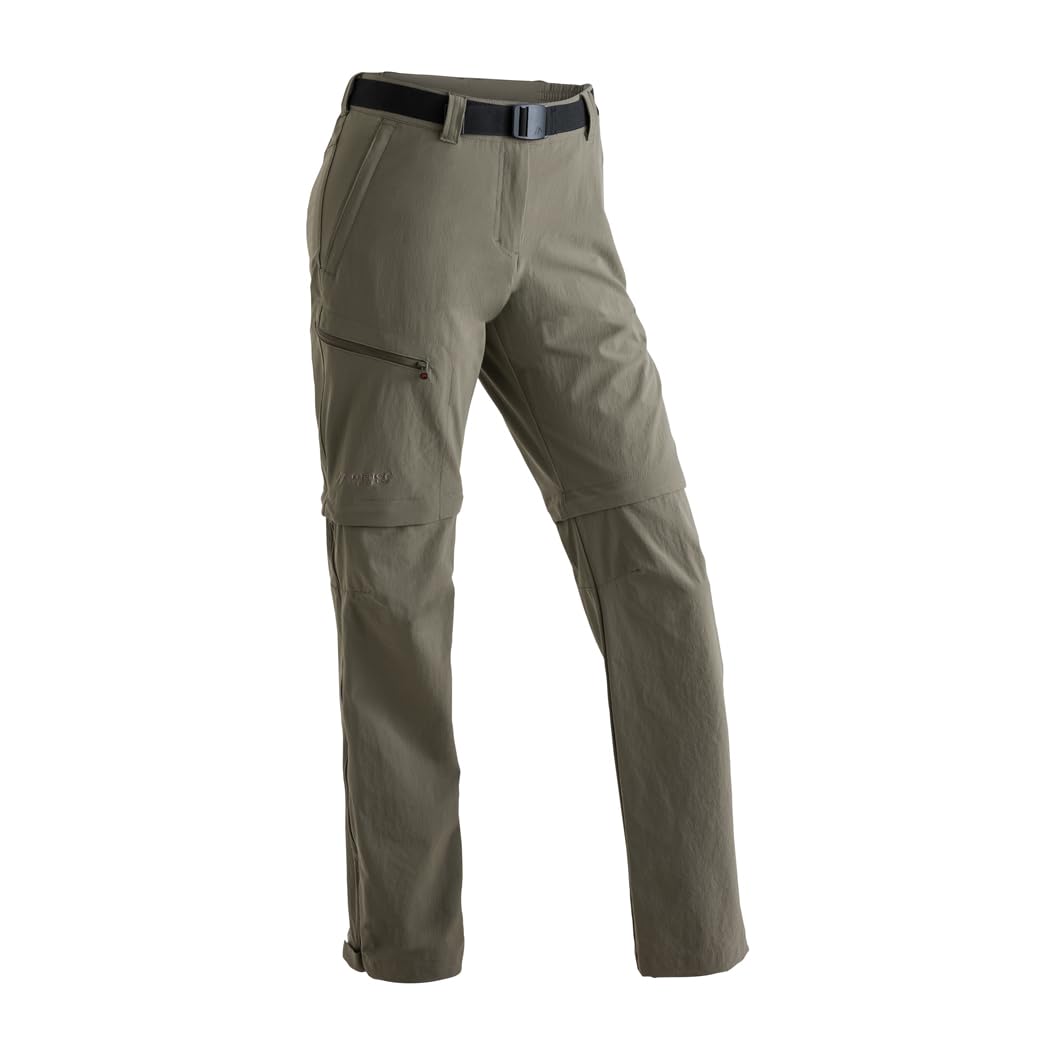 Maier Sports Nata, Damen Wanderhose, Wasserabweisende Outdoorhose für Trekking und Hiking, Praktische T-Zipp-off-Funktion, PFC-frei, mSTRETCH pro 4 & Dryprotec, Braun, 34 (W26/L31)