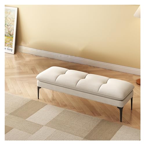 Sitzbank für Schlafzimmer Gepolsterte Schlafzimmerbänke, Fußhocker mit Metallbeinen for den Eingangsbereich, das Esszimmer und das Schlafzimmer am Ende des Bettes Bettbank(White,120*40*40cm)