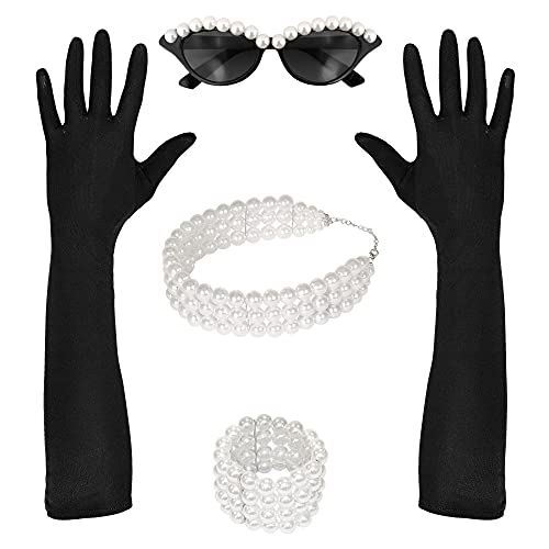 W WIDMANN MILANO Party Fashion - Verkleidungsset Tiffany, Brille, Handschuhe, Halskette, Armband, 50er Jahre, Karneval, Mottoparty