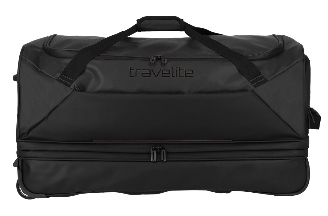 travelite Trolley Reisetasche mit Rollen aus wasserabweisendem Material, Basics Weichgepäck Rolltasche mit Dehnfalte, 70 cm, 98-119 Liter