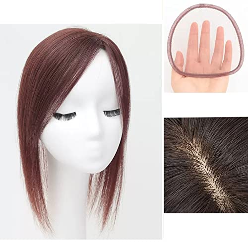 Perücken für Frauen Perückenteil Teil Echthaar Voll Echthaar Top Patch Haarteil Mädchen Abdeckung Weißes Haar Leicht Dünn Atmungsaktiv Perückenteil für die Tägliche Party Cosplay Tragen(Dark brown,32c