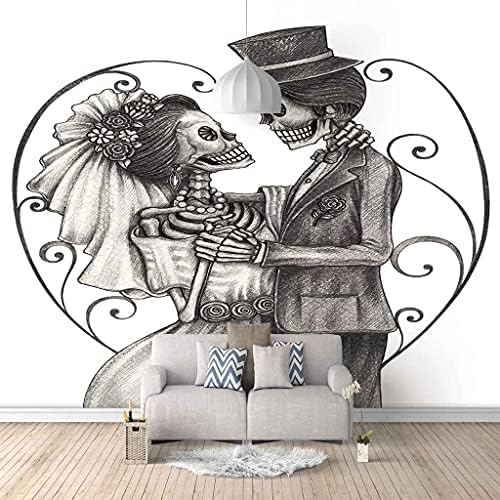 Schwarzer Und Weißer Totenkopf Paar 3D Tapeten Wanddekoration Fototapete Sofas Wohnzimmer Wandbild Schlafzimmer-150cm×105cm