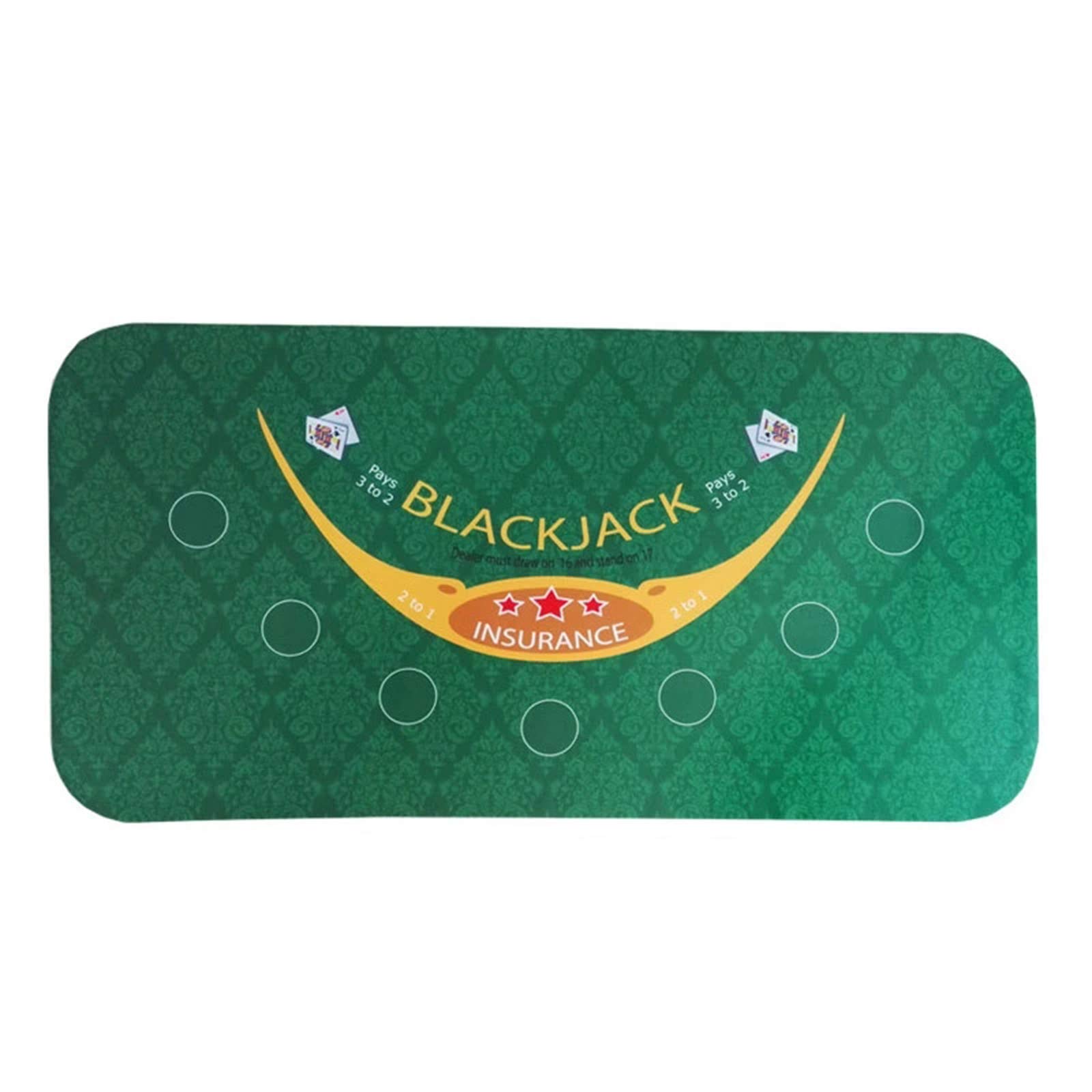 Professionelle Pokermatte für Tische, Tragbare Pokertischplatte aus Wildleder und Gummi, Black Jack, 21 Punkte, Baccarat, Casino, Pokertischdecke, grüne Tischmatte, Bretttuch mit Muster(70*35in)