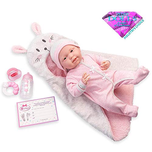 Pink Soft Body La Newborn Dans Bunny Bunting et Accessoires. Corps Souple Nouveau-né. Costume Rose a